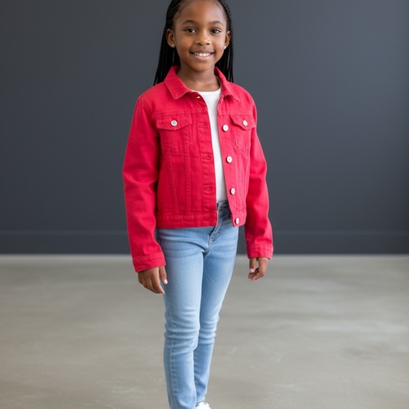 Red Blue Jean Jacket for Youth - Picture 4 of 5